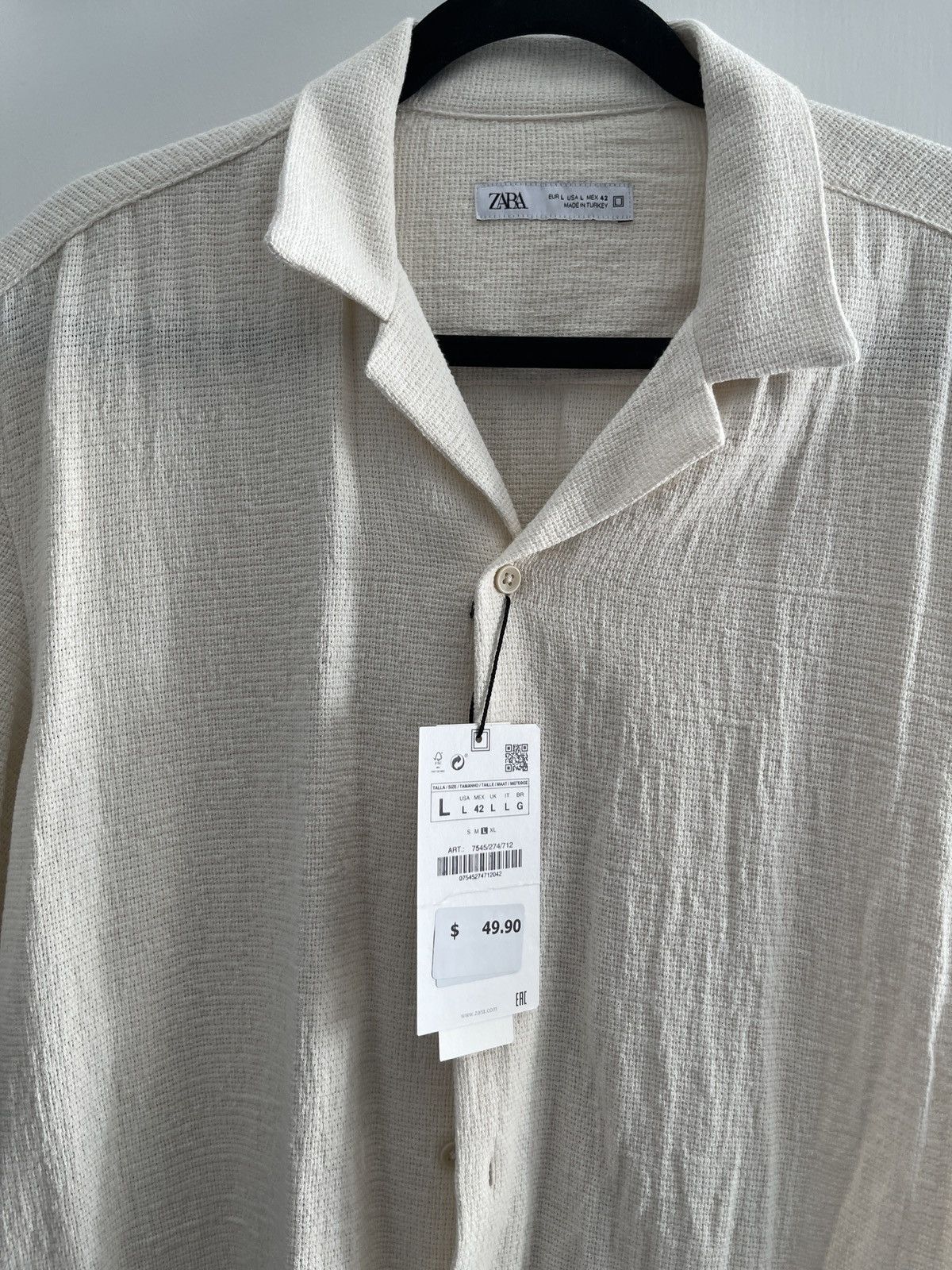 Zara Zara Beige Knit Button Up Shirt Size Large new with tags Size US L / EU 52-54 / 3 - 3 Thumbnail