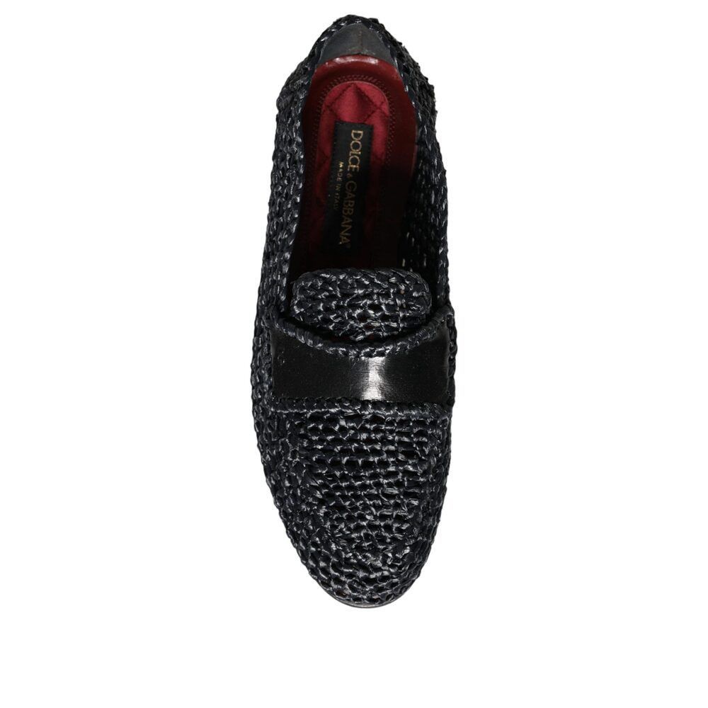 Dolce & Gabbana Dolce & Gabbana Black Woven Raffia Slip On Loafers Men Shoes Size US 7 / EU 40 - 3 Thumbnail
