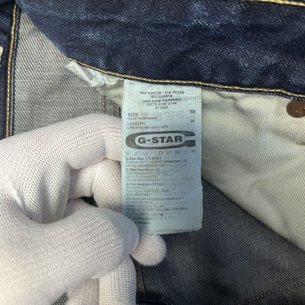G-Star Vintage G-Star RAW 3301 Low Tapered Distressed Denim Jeans Size US 38 / EU 54 - 10 Thumbnail