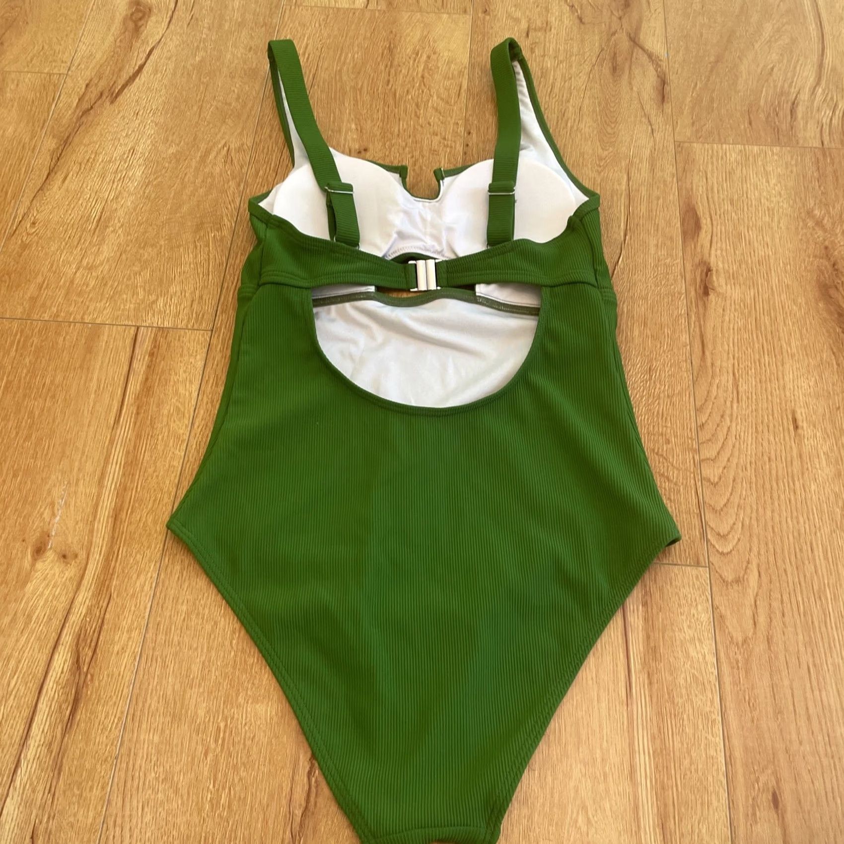 Vintage Charmo One Piece Bathing Suit Ribbed Cutout Padded Swimsuit S Women Green High Cut Size S / US 4 / IT 40 - 7 Thumbnail
