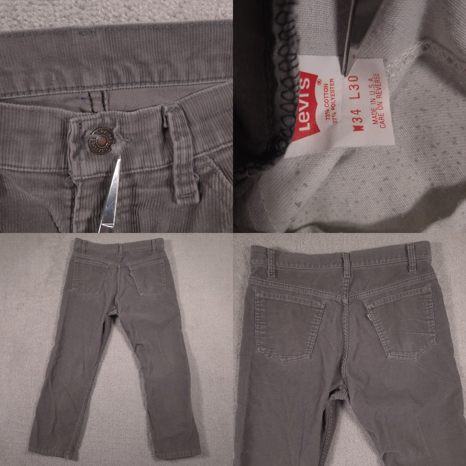 Levi's Levi's Pants Mens 34x26 Gray Corduroy 5 Pocket Chino Casual Straight Made USA Size US 34 / EU 50 - 8 Thumbnail