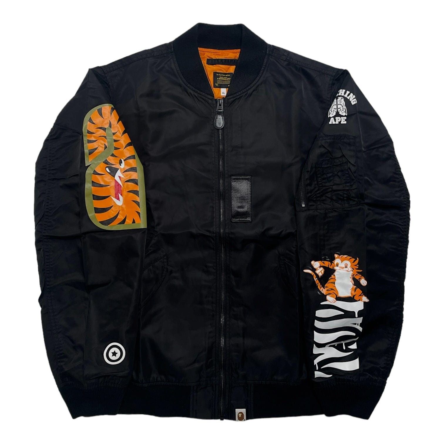 Bape Bape Split Tiger Shark MA1 Bomber Jacket Black | Grailed