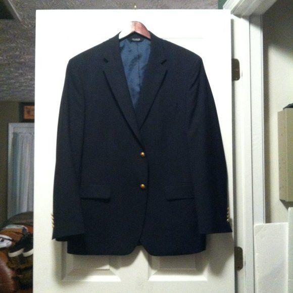 Jos. A. Bank JOS.A.BANK MENS NAVY 100%WOOL SPORT COAT JACKET SIZE:43R Size 42R - 4 Thumbnail