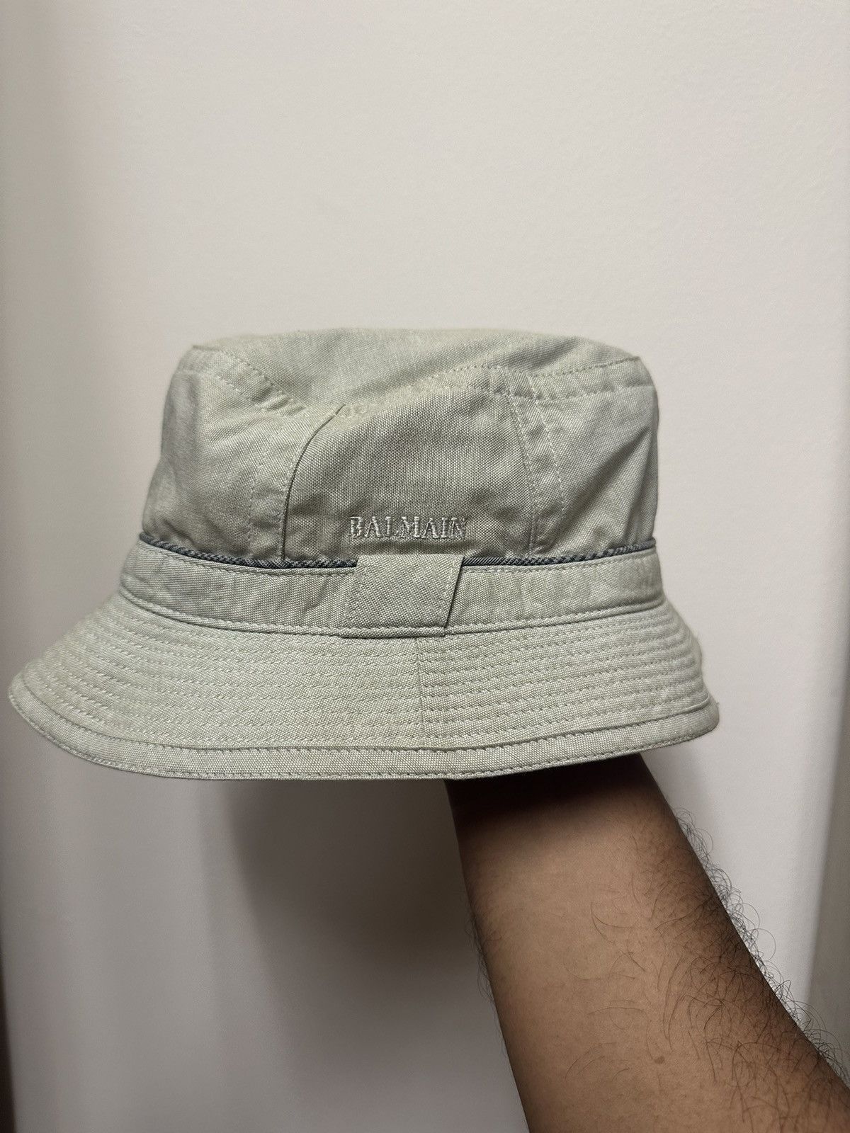 image of VTG Balmain Bucket Hat in Light Grey, Men's