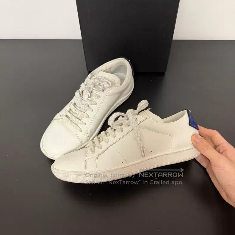 Saint Laurent Paris Saint Laurent Paris Blue and Red Lip White Shoes i Size US 7 / EU 40 - 1 Thumbnail