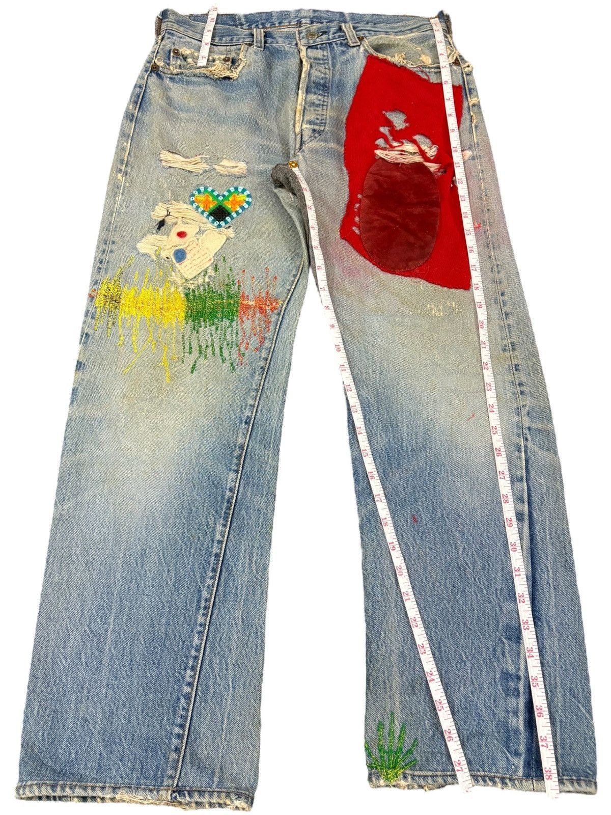 Levi's Vintage 70s Levis 501 Selvedge Hippie Baggy Jeans Button 524 Size US 33 - 13 Thumbnail