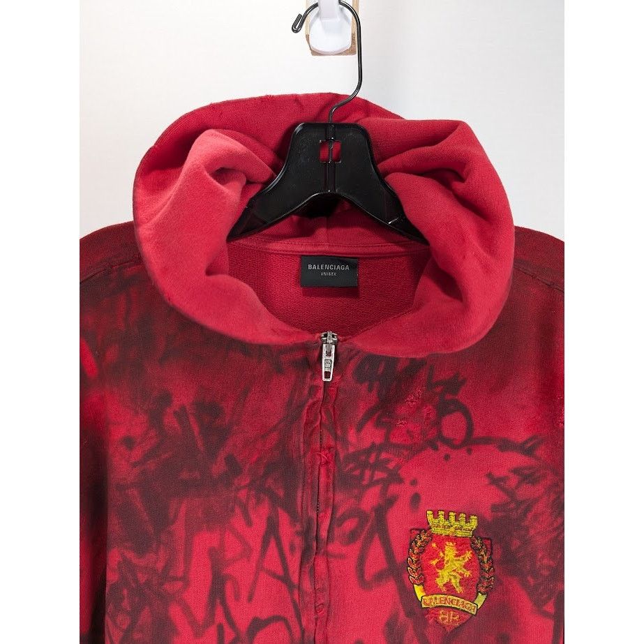 Balenciaga o1rshd1 Skater Zip Hoodie in Red Size US S / EU 44-46 / 1 - 3 Thumbnail