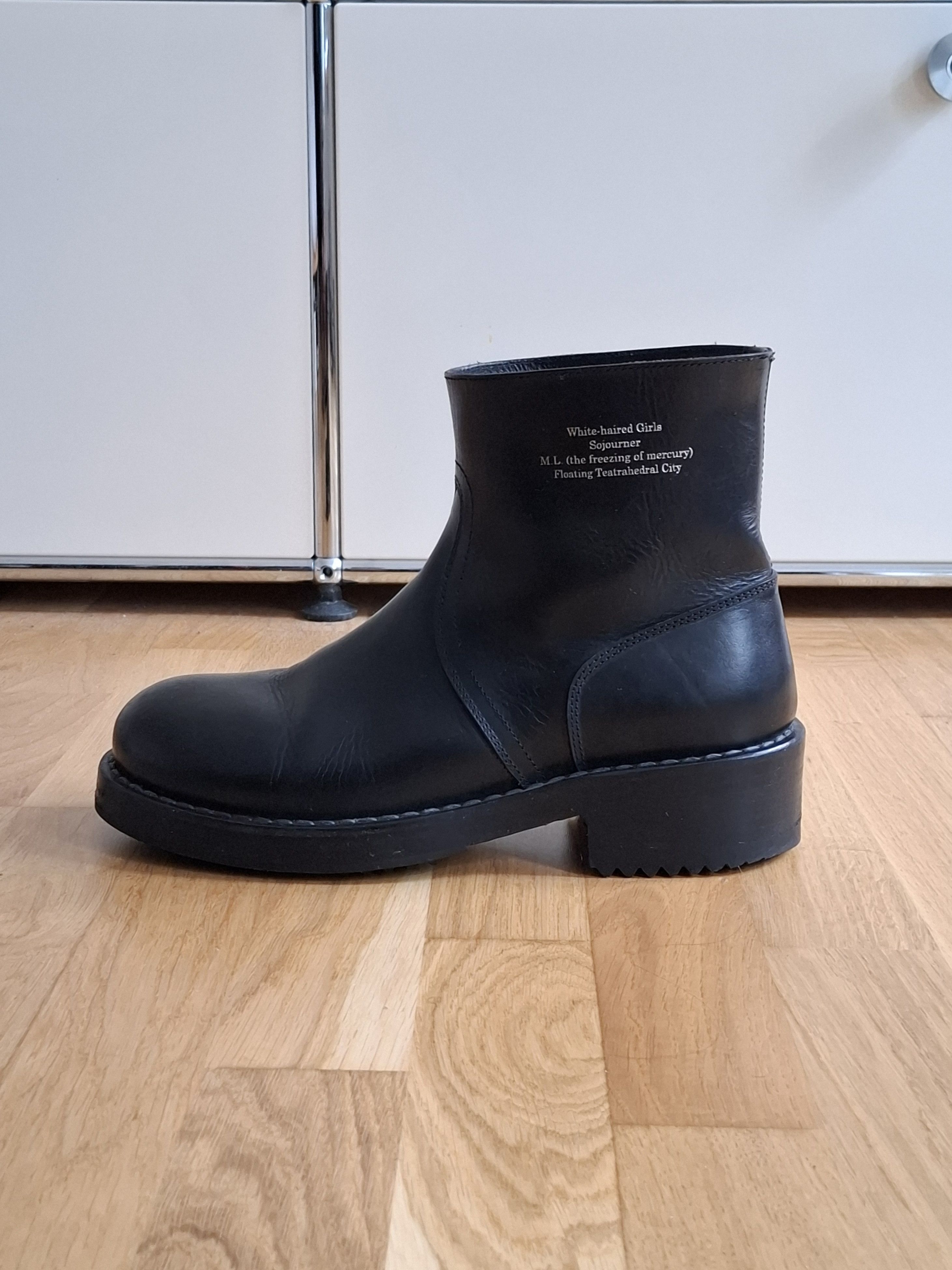 Raf Simons Black debossed-text Leather Ankle Boots Size US 8 / EU 41 - 10 Thumbnail