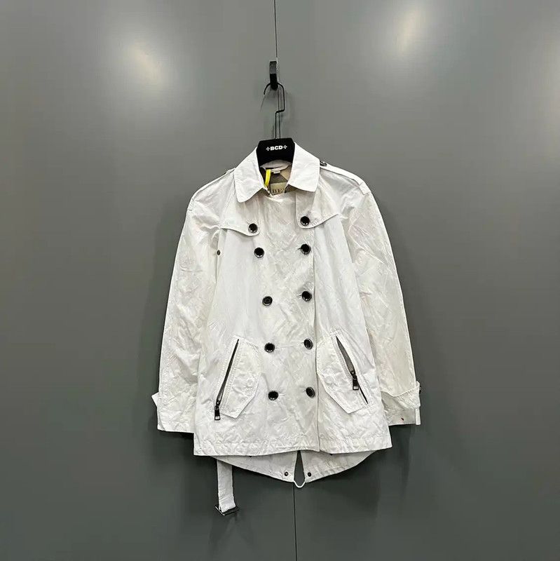 Burberry Burberry White Cotton Mid-Length Coat Size ONE SIZE - 1 Thumbnail