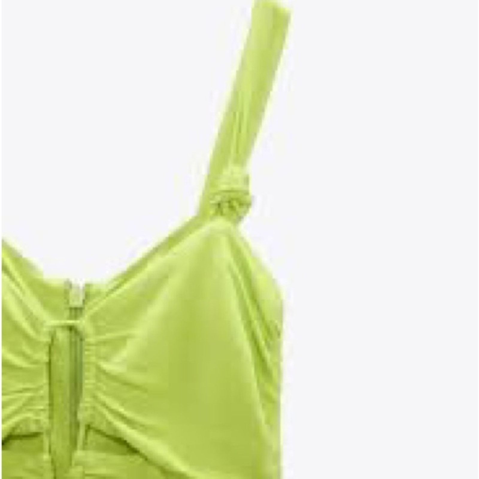 Zara ZARA SHORT DRESS WITH RUCHING LIME GREEN Size S / US 4 / IT 40 - 9 Thumbnail