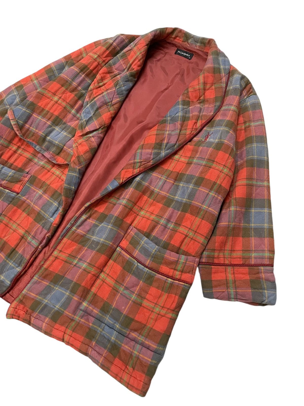 Vintage × Yves Saint Laurent Vintage YSL Checks Plaid bath robe Embroidered Jacket Size US M / EU 48-50 / 2 - 3 Thumbnail