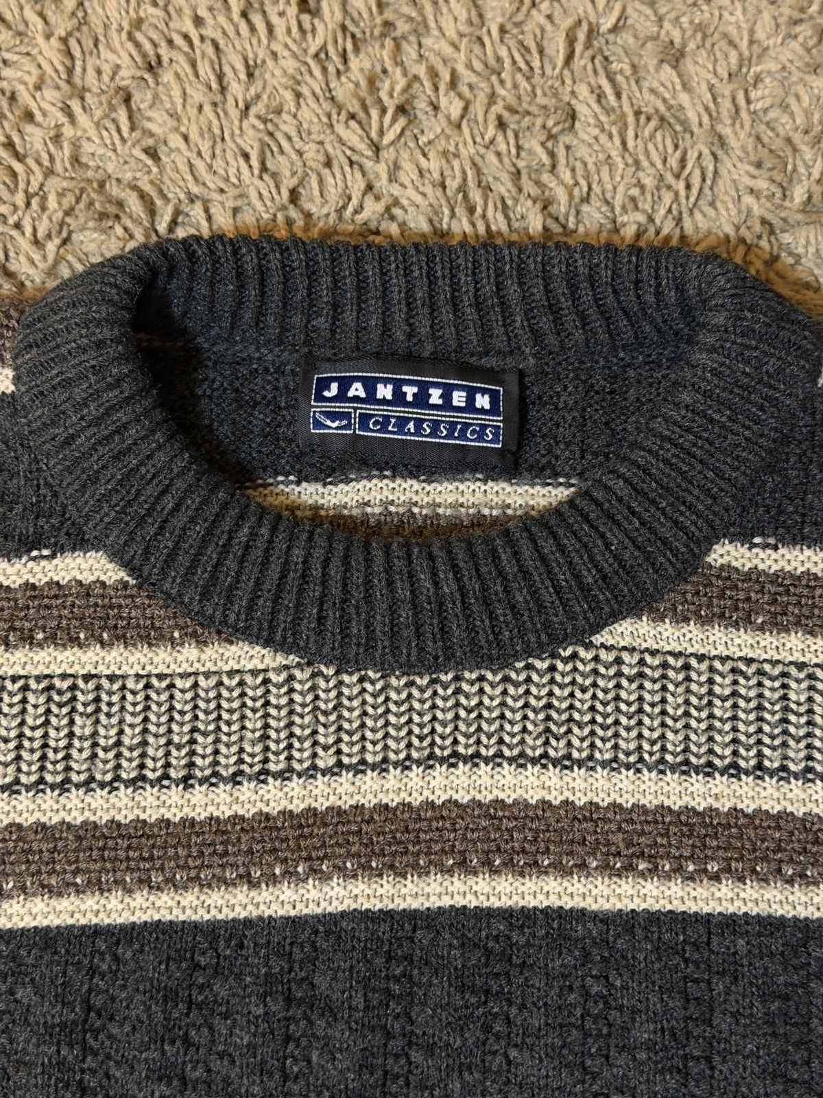 Vintage VINTAGE brown and beige striped sweater Size US M / EU 48-50 / 2 - 3 Thumbnail