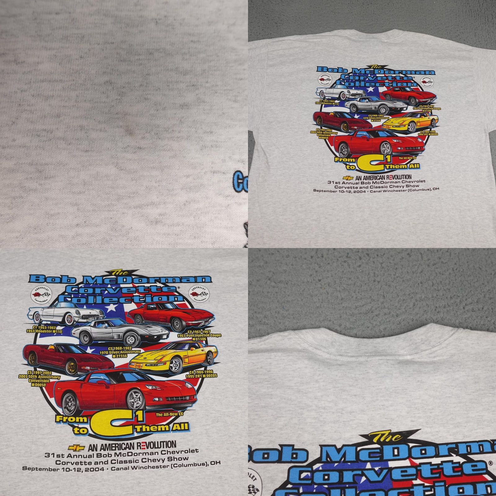 Gildan VINTAGE Chevrolet Corvette Shirt Mens 2XL Gray Graphic Bob McDorman 2004 Show Size US XXL / EU 58 / 5 - 8 Thumbnail
