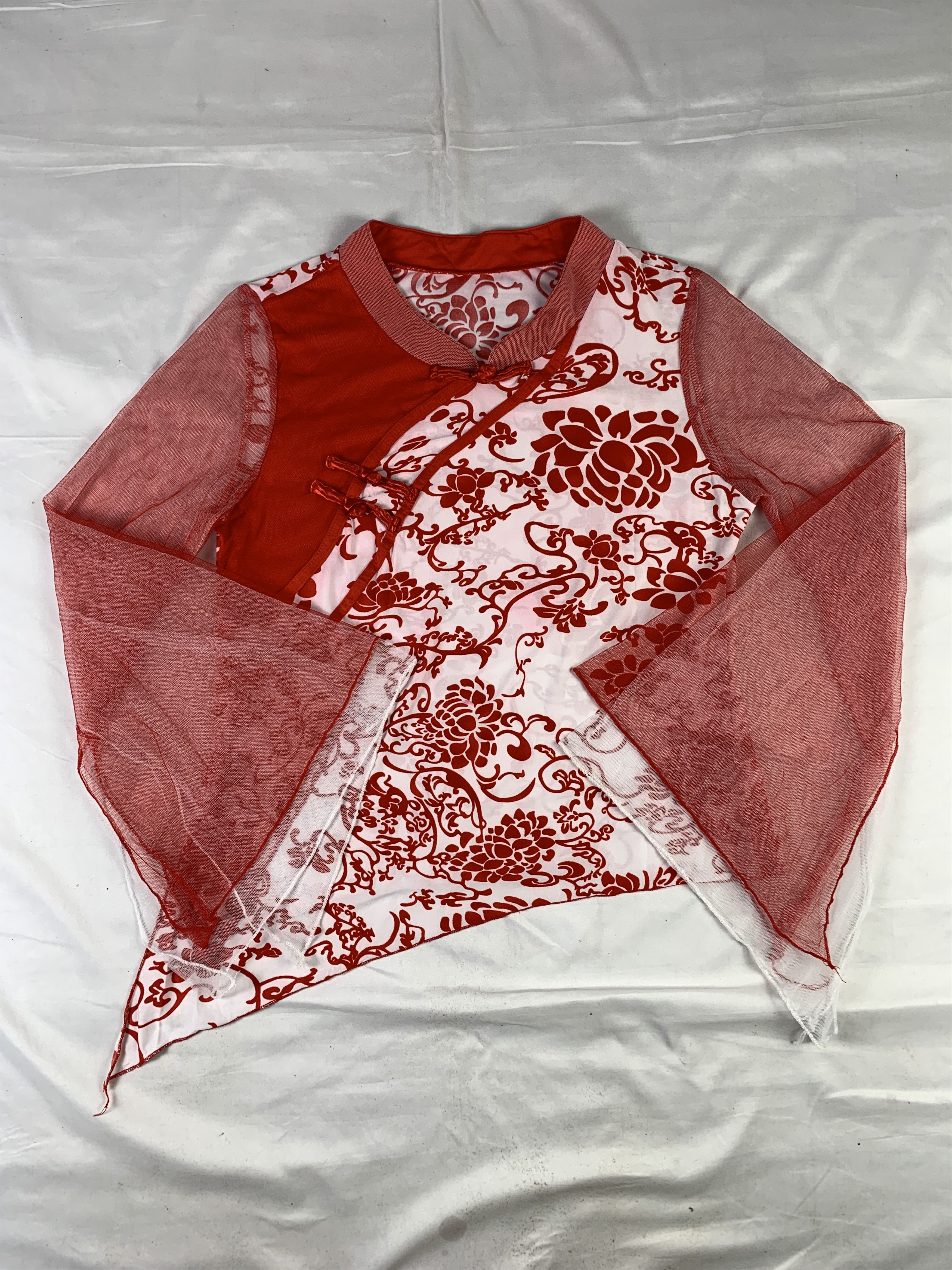 Japanese Brand Flower Cheongsam Flare Sleeves Top (M) Size M / US 6-8 / IT 42-44 - 1 Thumbnail