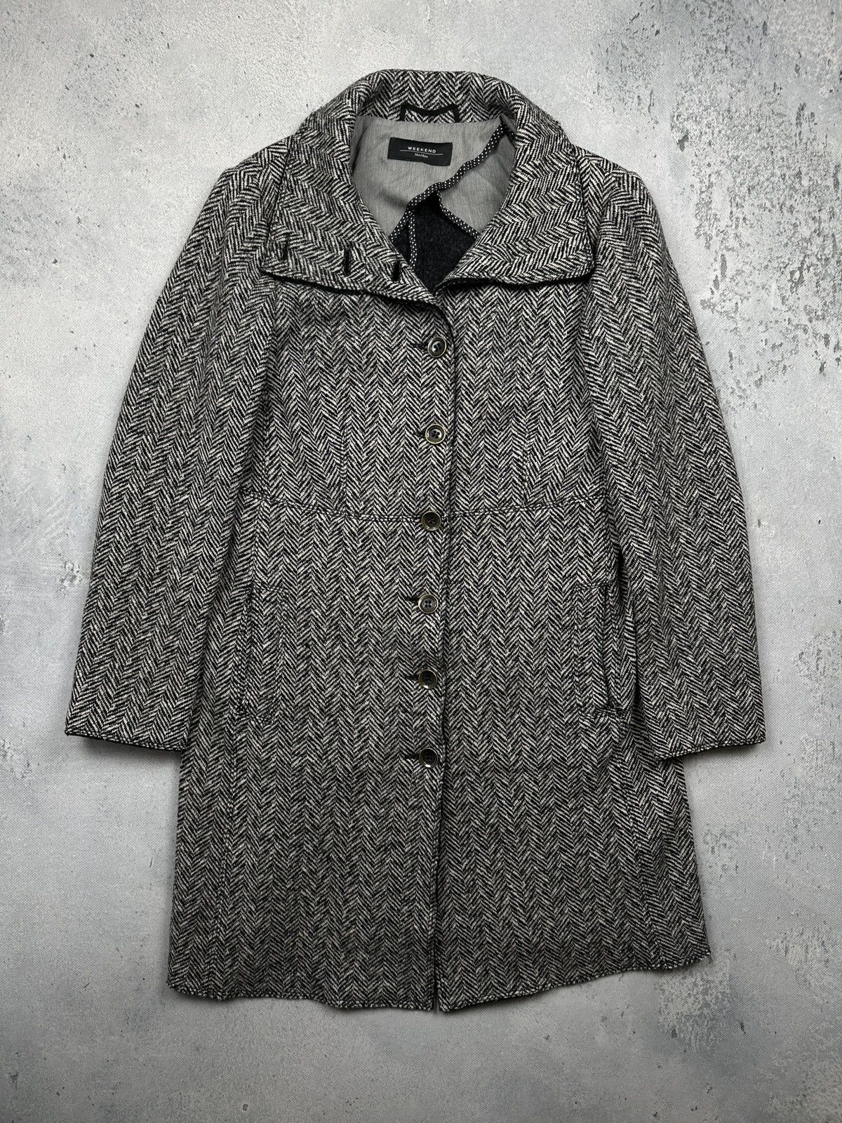 Weekend Max Mara Vintage Max Mara Weekend Herringbone Wool Coat Rare Classic Size M / US 6-8 / IT 42-44 - 1 Thumbnail