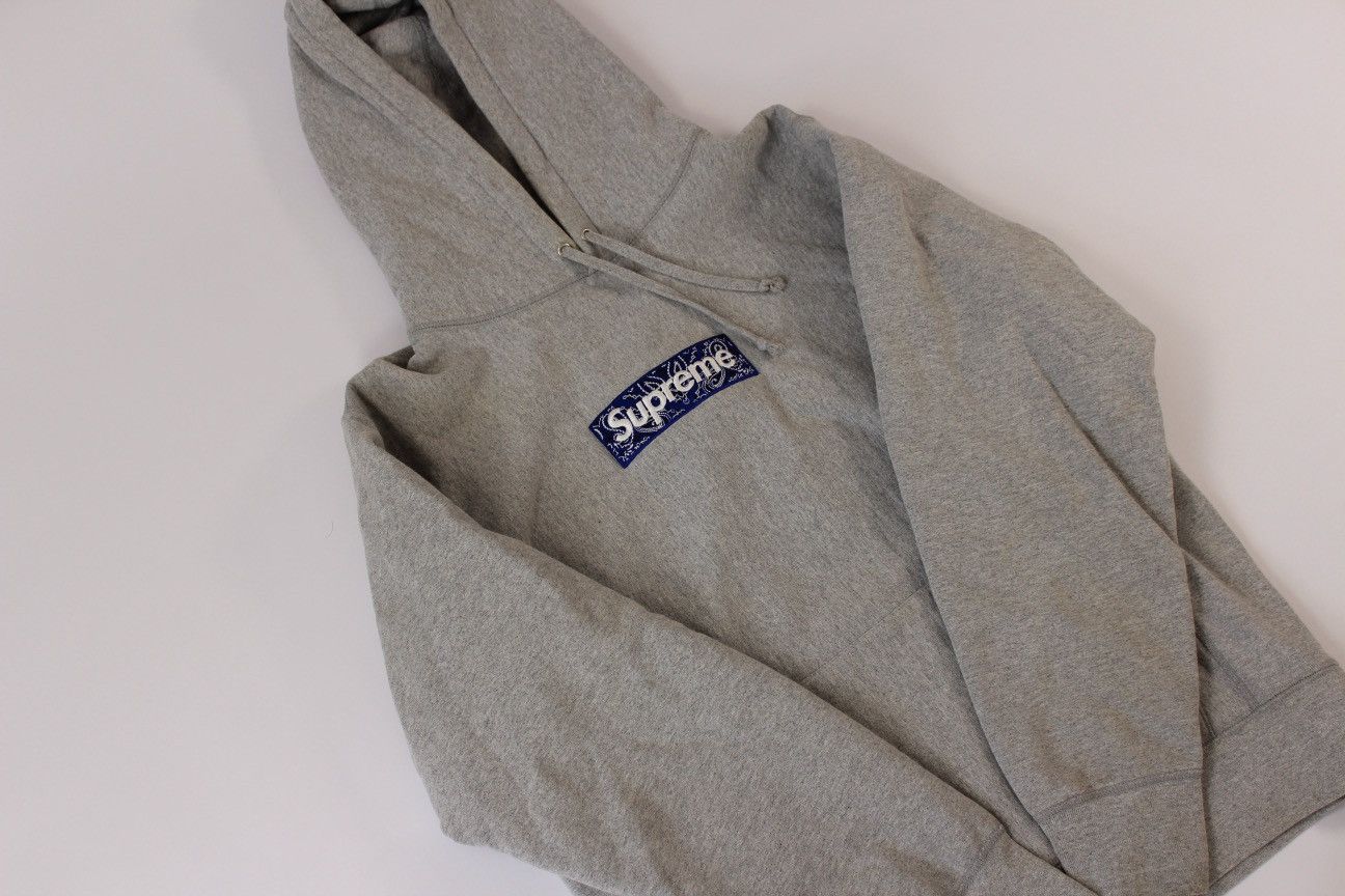 Supreme Supreme Bandana Box Logo Hooded Sweatshirt 'Heather Grey' Size US M / EU 48-50 / 2 - 4 Thumbnail