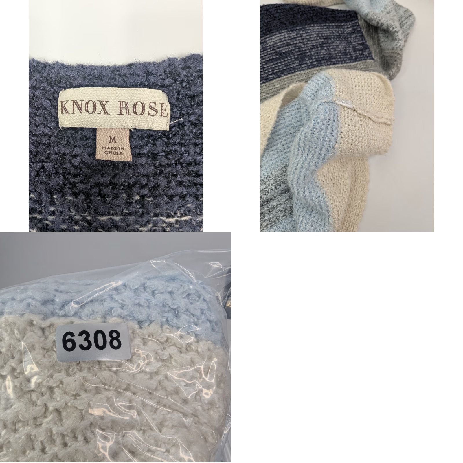 Vintage Knox Rose Sweater Knitted V-Neck Striped Long Sleeve Pullover Blue Size M Women Size M / US 6-8 / IT 42-44 - 8 Thumbnail