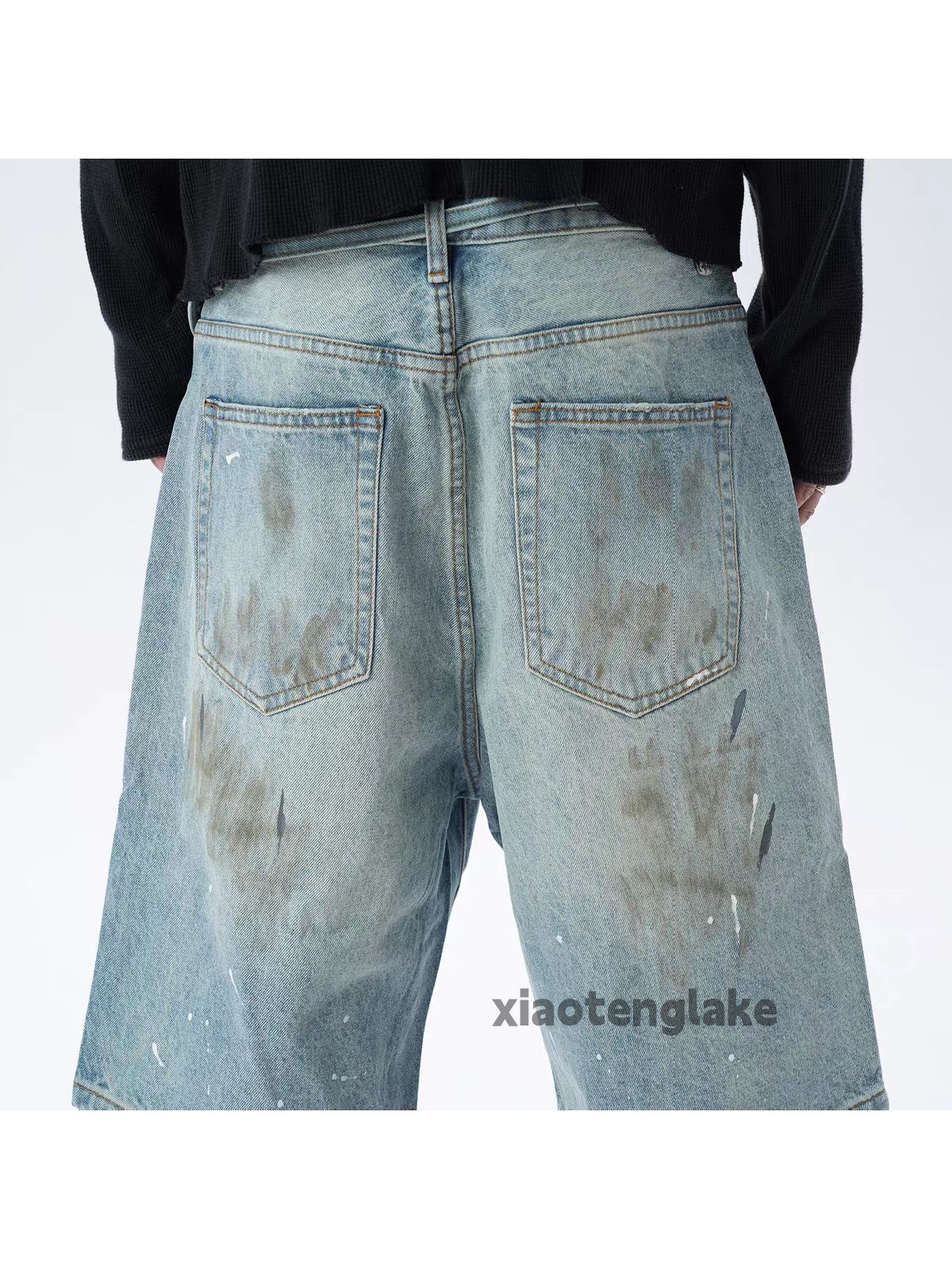 Vintage xz faded distressed loose hiphop Stain paint shorts Size US 32 / EU 48 - 6 Thumbnail