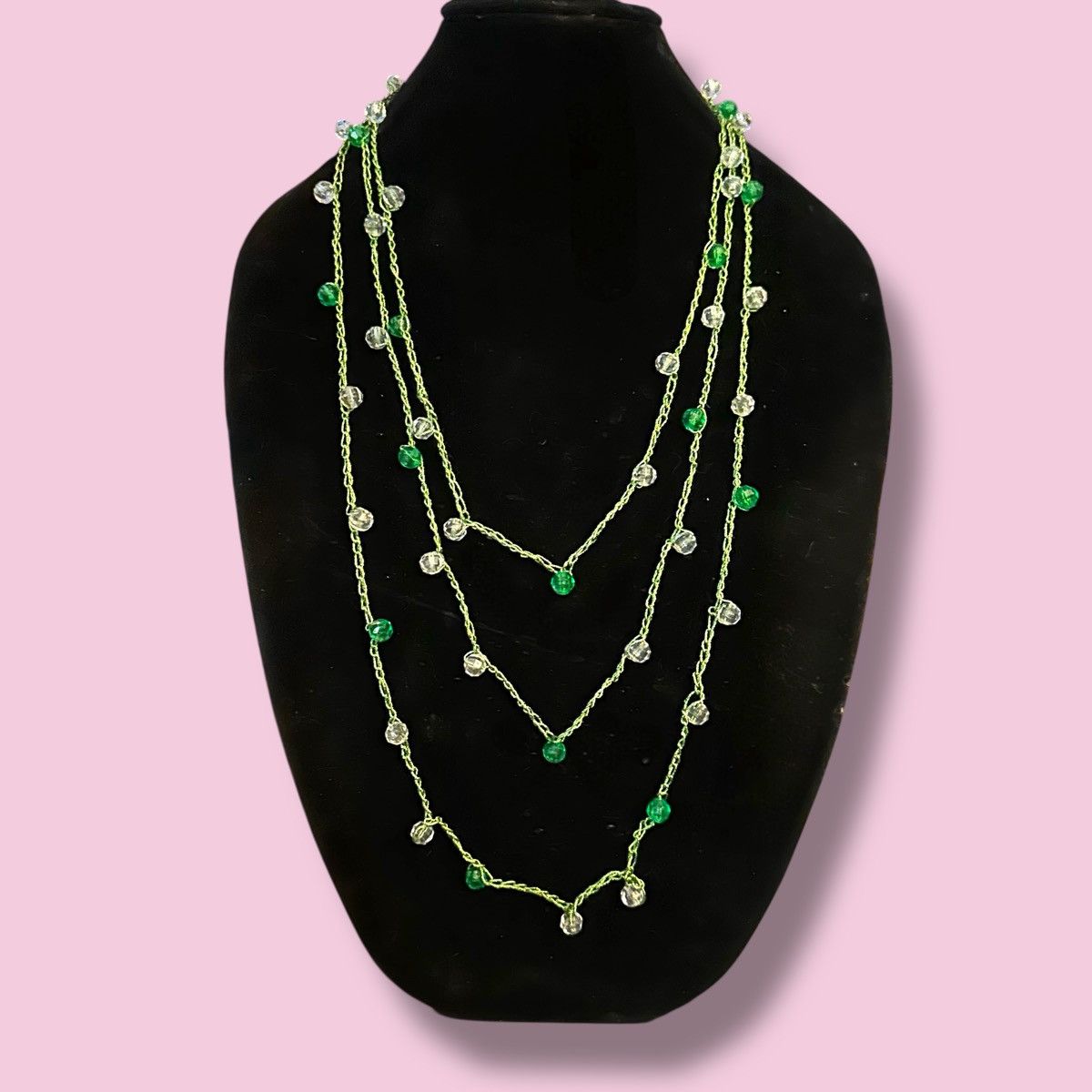 Other Long green and clear station bead necklace Size ONE SIZE - 1 Thumbnail