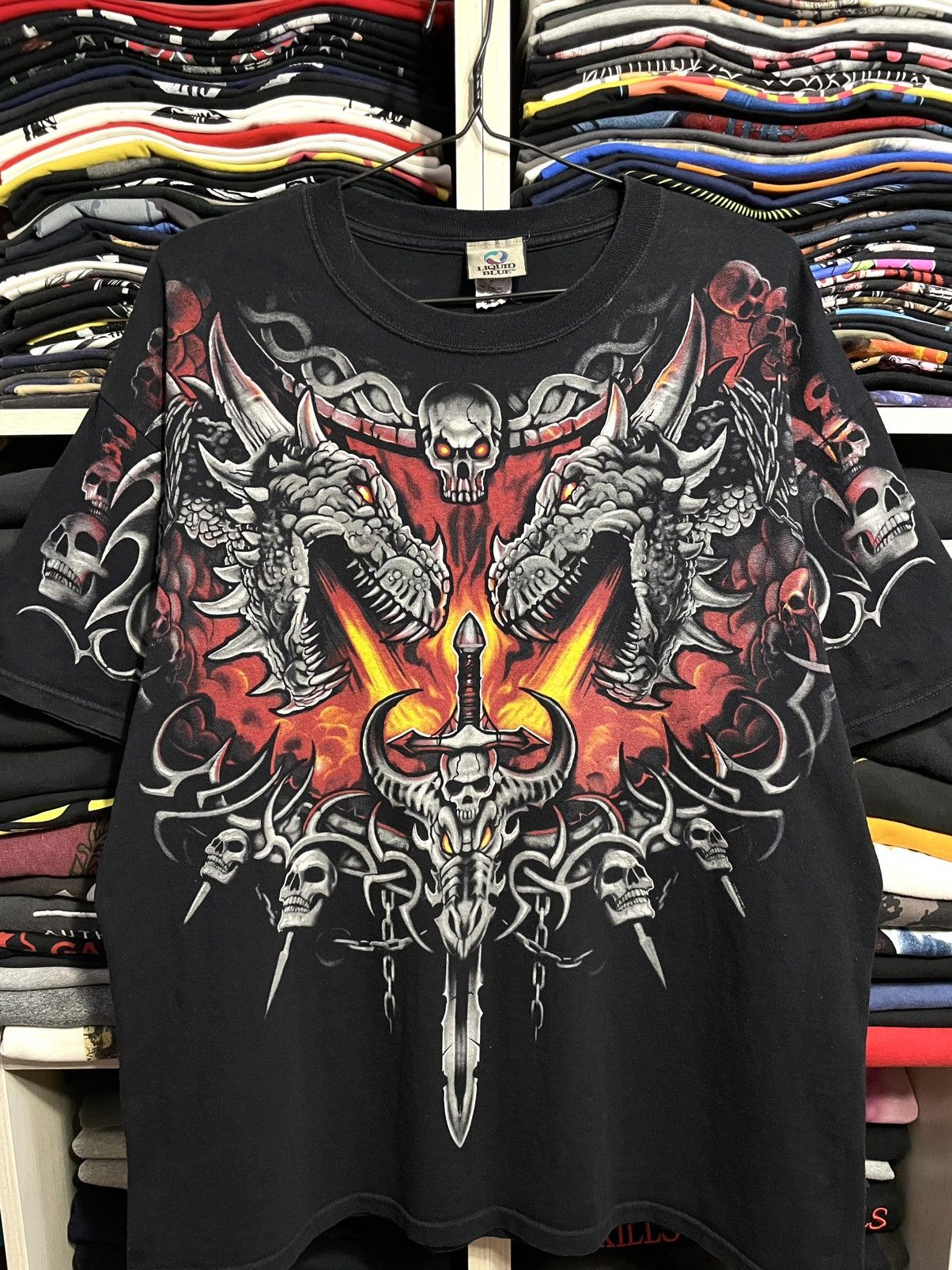 Liquid Blue Vintage 00s Liquid Blue Dragon Sword All Over Print T-Shirt Size US XL / EU 56 / 4 - 3 Thumbnail