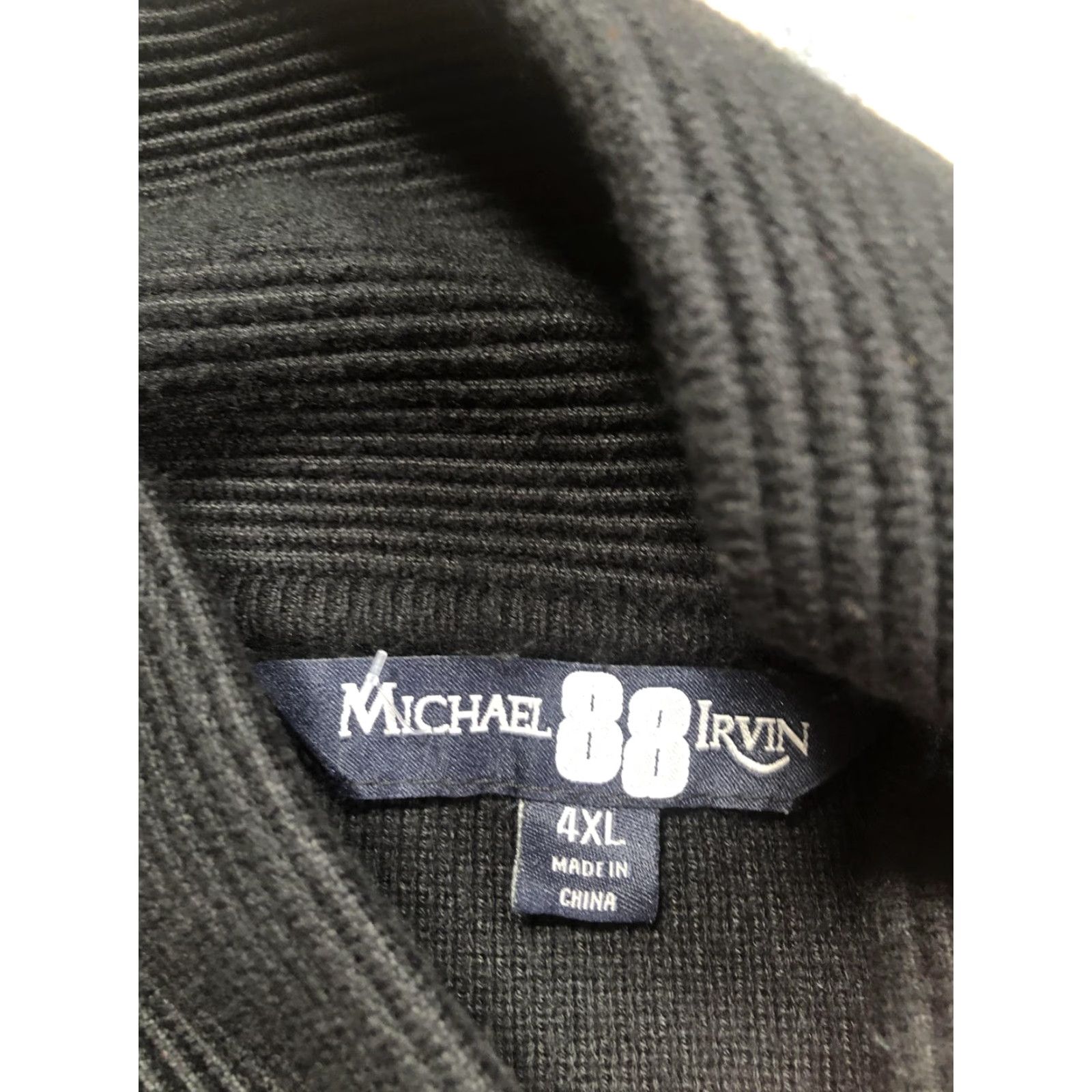 Vintage Michael Irvin Sweater Mens 4XL Black High Neck Toggle Textured Knit Pullover Size US XXL / EU 58 / 5 - 7 Thumbnail