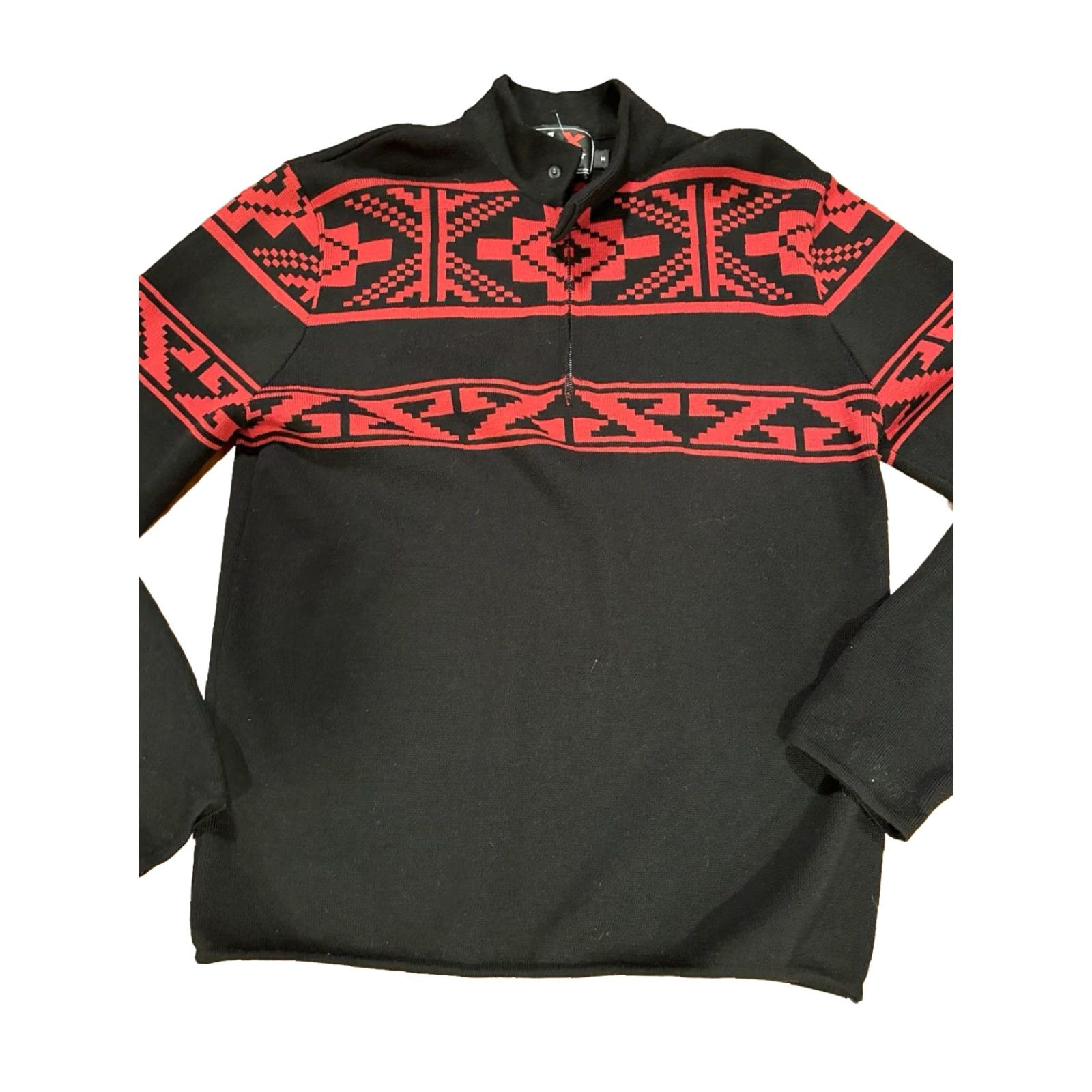 Polo Ralph Lauren VINTAGE Ralph Lauren RLX POLO SPORT Men Aztec Knit Black & Red Sweater M Wool Rare Size US M / EU 48-50 / 2 - 3 Thumbnail