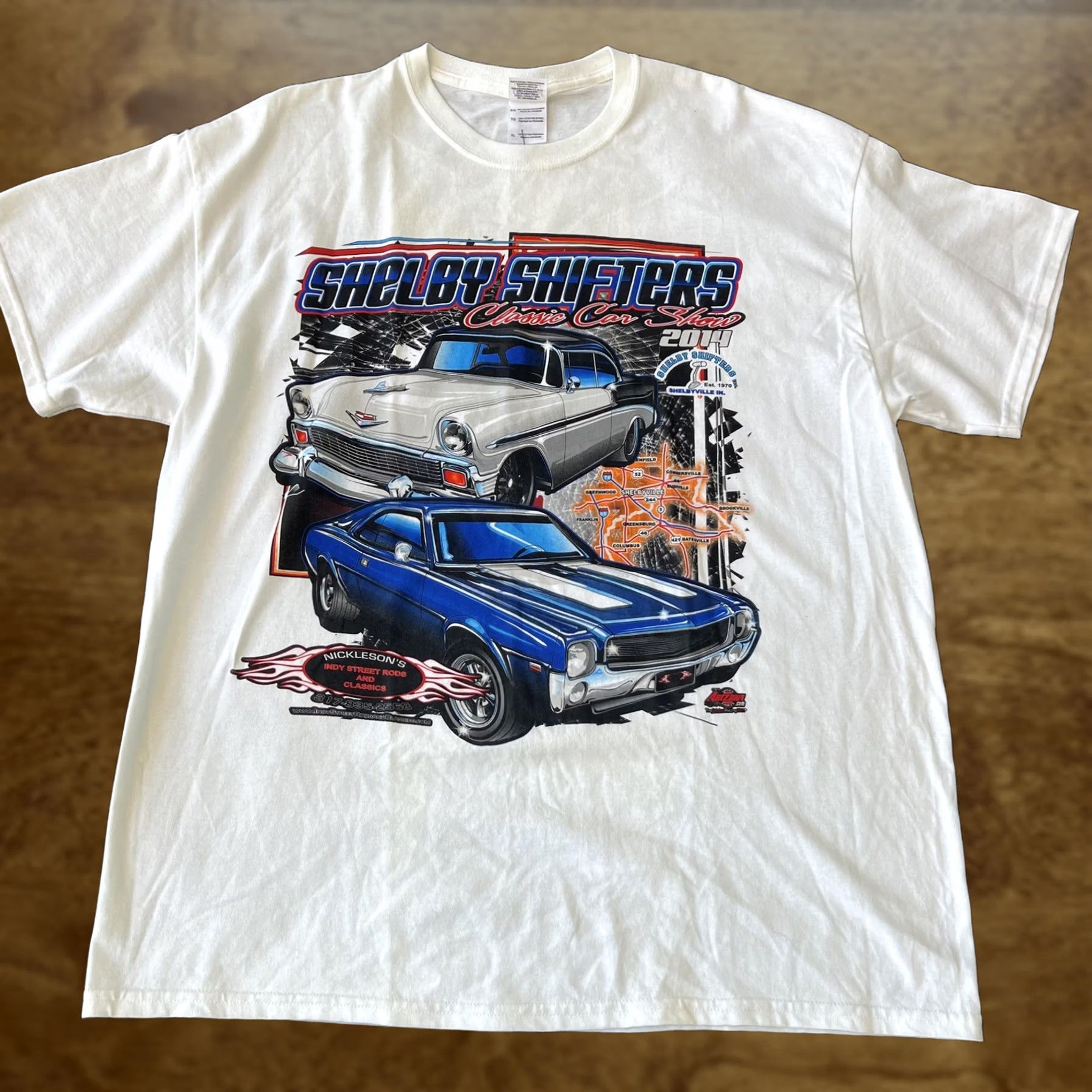 Gildan Shelby Shifters Classic Car Show Shirt Mens XL White 2011 Gildan Muscle Car Tee Size US XL / EU 56 / 4 - 1 Thumbnail
