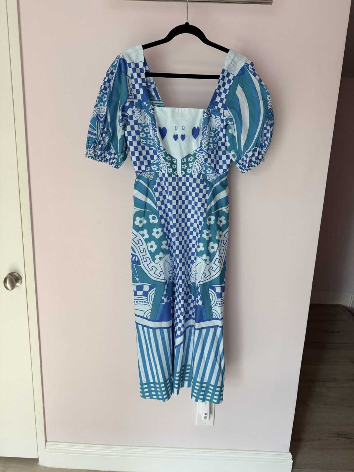 Other Celina Moon Blue Checkered Cards Midi Dress Queen Hearts M Size M / US 6-8 / IT 42-44 - 2 Thumbnail