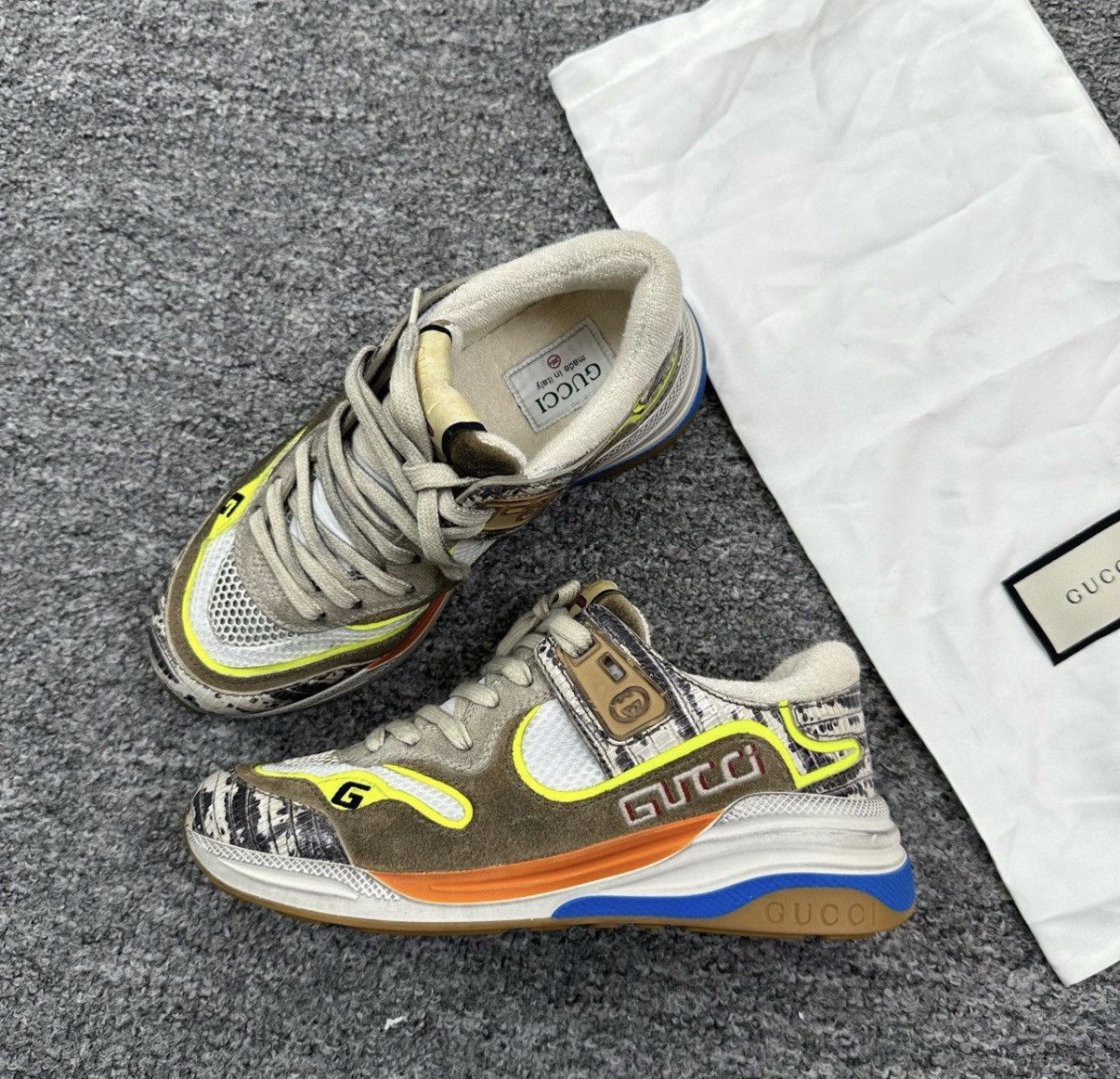 Gucci Gucci Lizard Textured Distressed Sneakers K12 Size US 5.5 / IT 35.5 - 1 Thumbnail