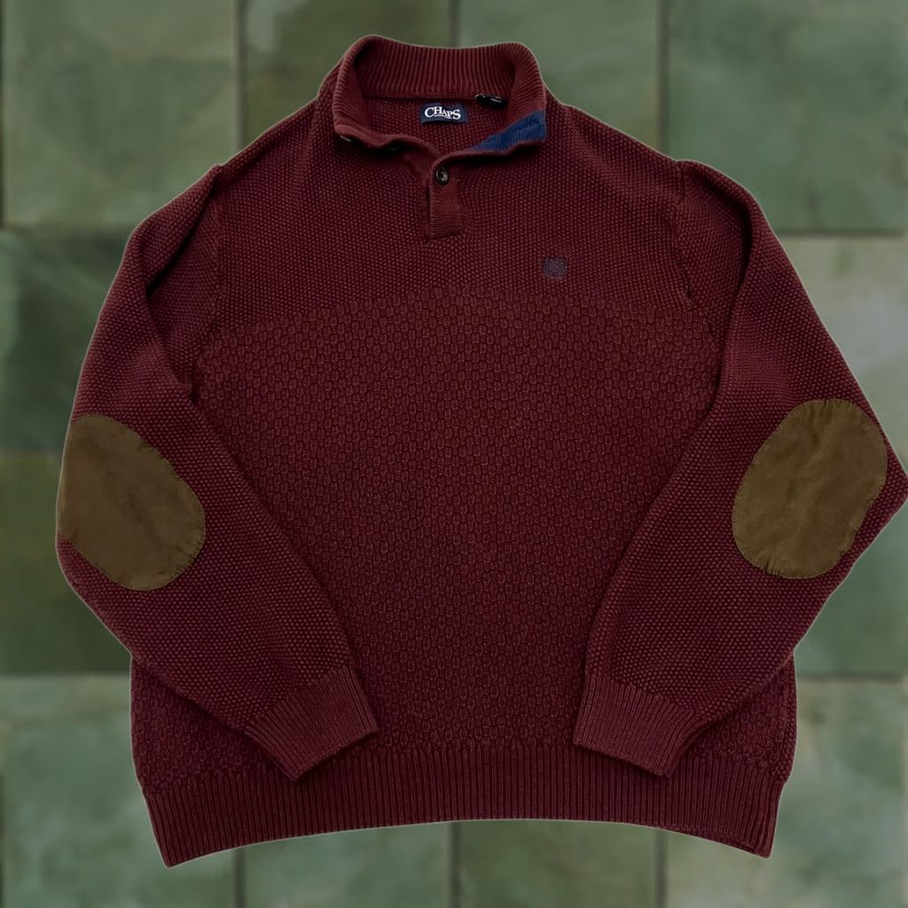 Chaps VINTAGE Chaps Jumper Mens XL Burgundy Button Neck Elbow Patches Knit Cotton Knit Pullover Shirt? Size US XL / EU 56 / 4 - 1 Thumbnail