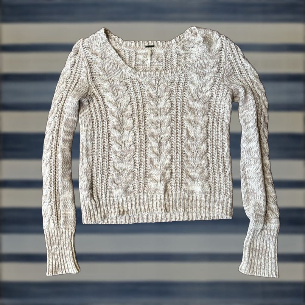 Free People Free People Cable Knit Long Sleeve Sweater Womens XS Beige Size XS / US 0-2 / IT 36-38 - 1 Thumbnail