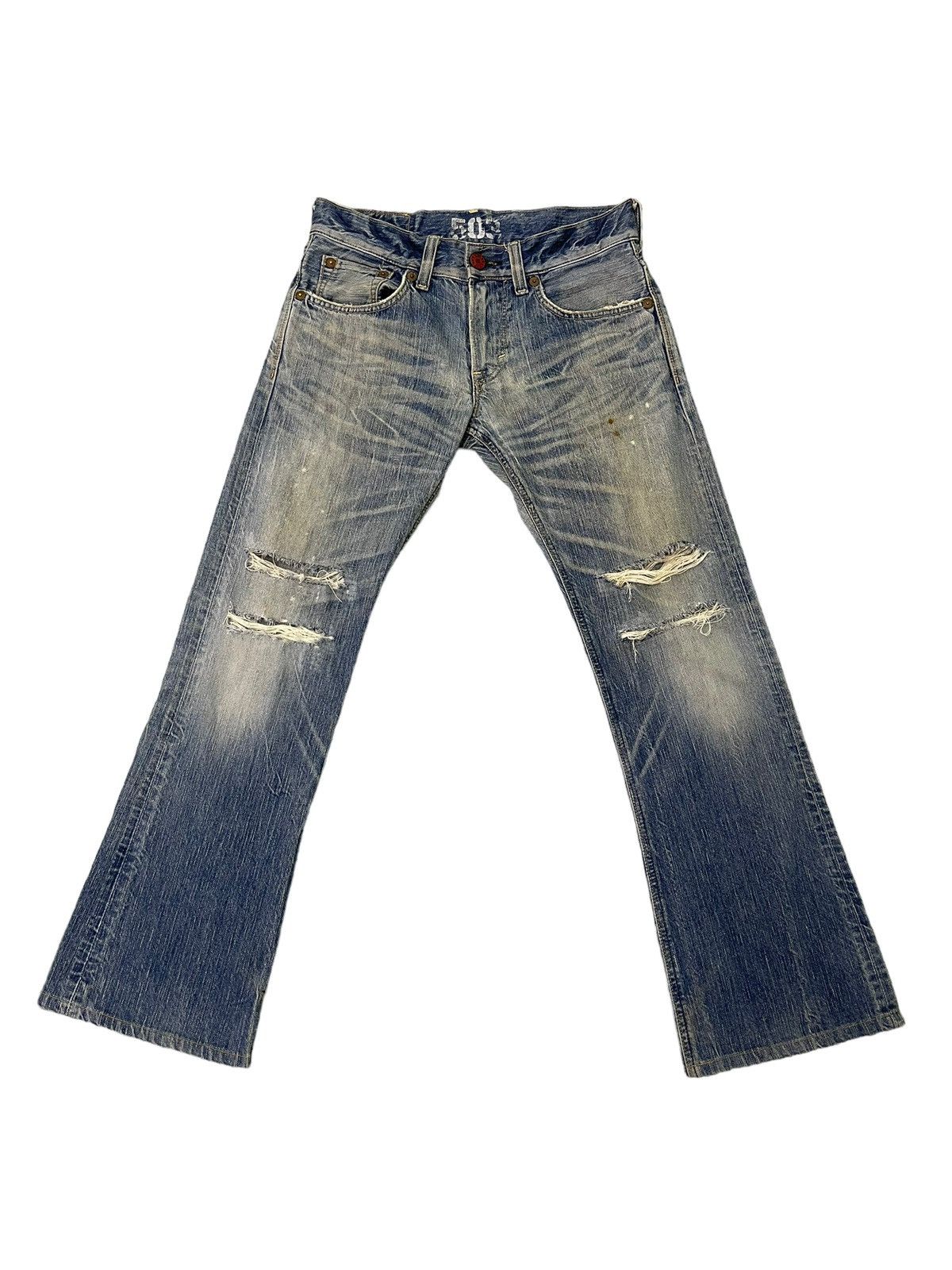 Edwin Flare Jeans Edwin Japan Faded Distress Boot Cut 8🟦0 Size US 30 / EU 46 - 2 Thumbnail