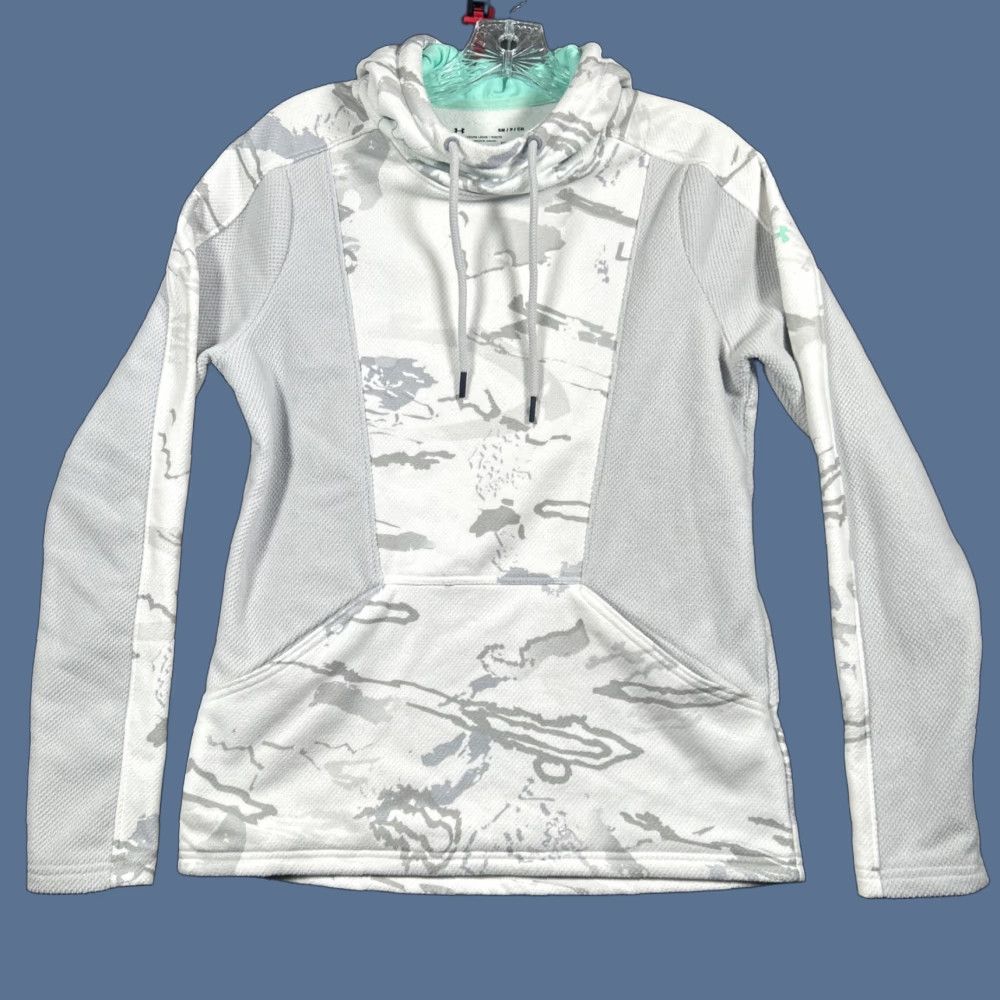 Under Armour Under Armour Hoodie Womens Small Pullover White Camouflage Cold Gear Long Sleeve Hooded Drawstring Regular Size S / US 4 / IT 40 - 1 Thumbnail