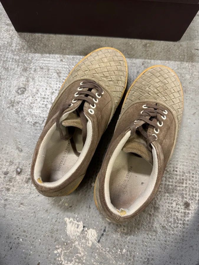 Bottega Veneta Bottega Veneta Intrecciato Woven Suede Beige Leather Low Sneakers Size US 7 / EU 40 - 6 Thumbnail