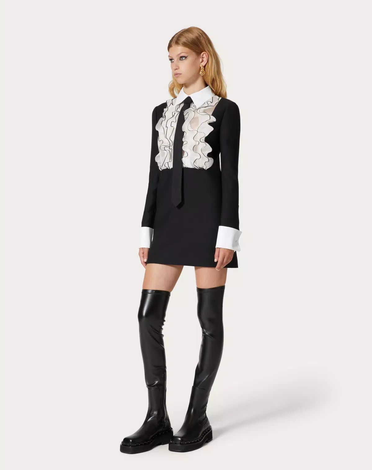 Valentino o1s1wg110625 Crepe Couture Short Dress in Black Size XS / US 0-2 / IT 36-38 - 3 Thumbnail
