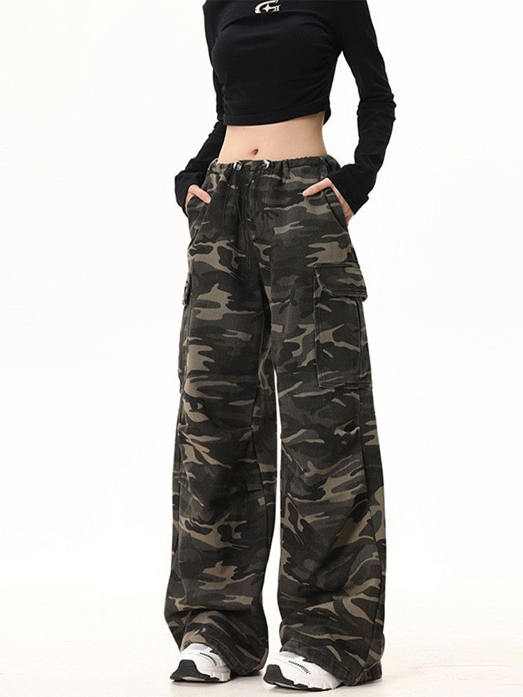 Japanese Brand × Jean American loose straight drawstring camouflage cargo jeans Size US 32 / EU 48 - 2 Thumbnail