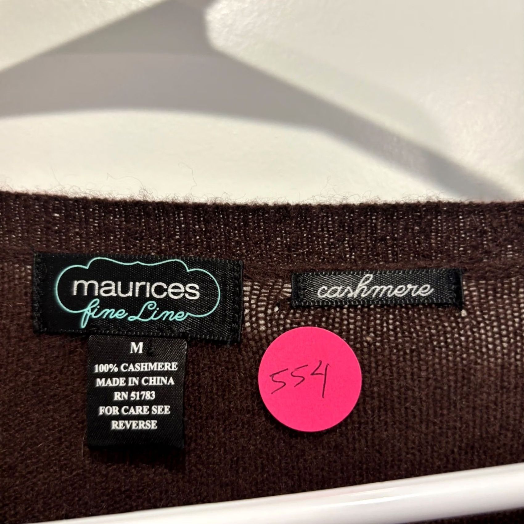 Vintage Maurices Fine Line Brown 100% Cashmere Henley Sweater Scoop Neck Womens Medium Size M / US 6-8 / IT 42-44 - 2 Thumbnail