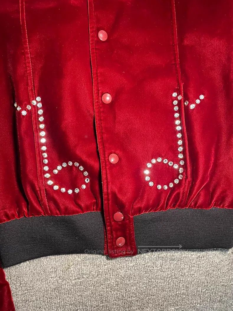 Saint Laurent Paris Saint Laurent Paris Red Velvet Beaded Music Note Jacket Size US XS / EU 42 / 0 - 5 Thumbnail