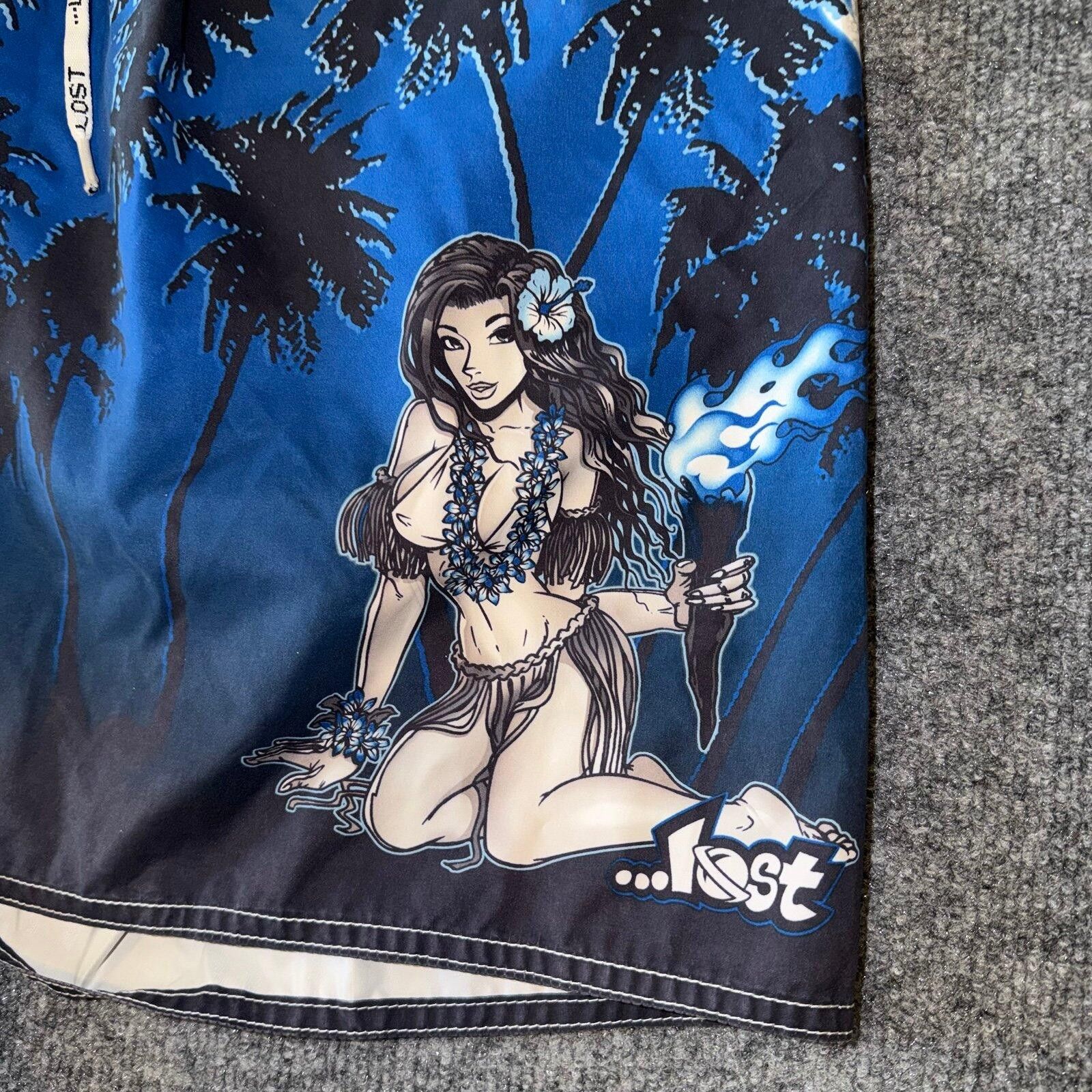 Billabong LOST Enterprises Grail Pinup Girl Board Shorts Blue Mens LG Size US 34 / EU 50 - 2 Thumbnail