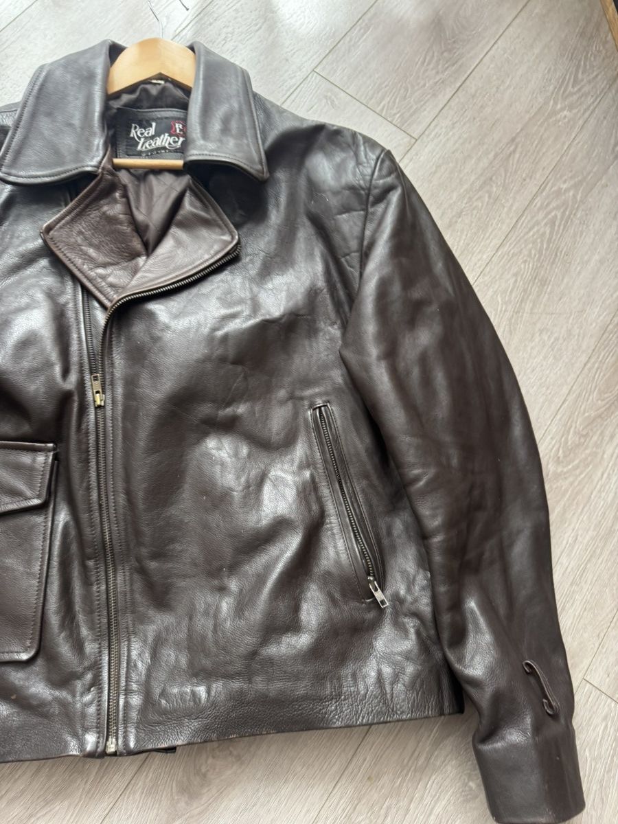 Genuine Leather 🔥ARCHIVE VINTAGE AVANT GARDE BIKER LEATHER JACKET 90s🔥 Size US L / EU 52-54 / 3 - 3 Thumbnail