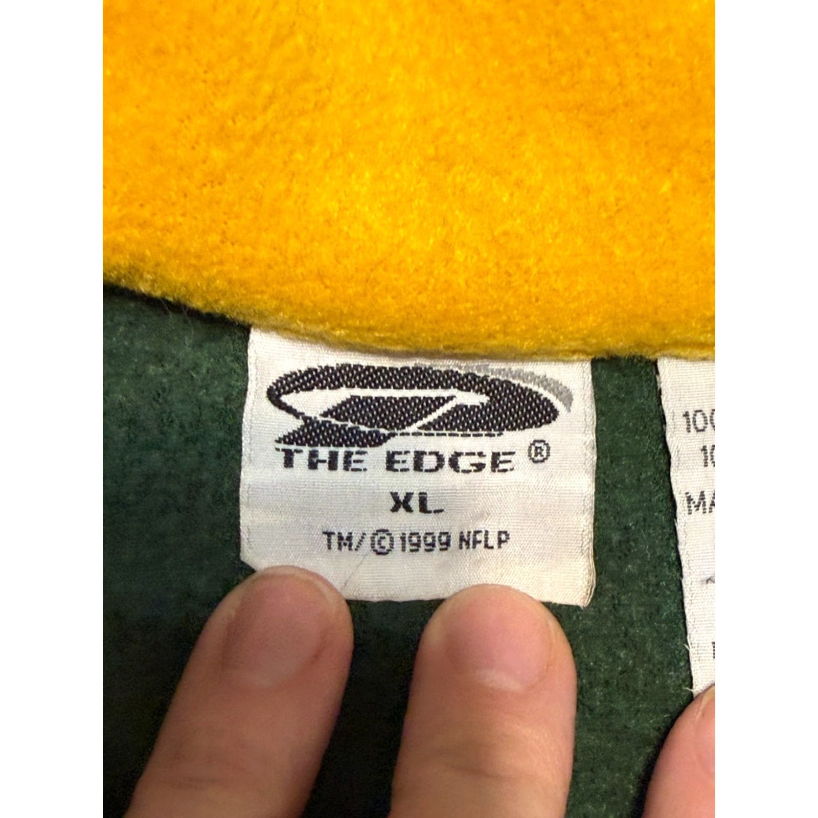 Vintage The Edge Sweater Men's XL Green Yellow Green Bay Packers Pullover 1/4 Zip Fleece Regular Knit Style Long Sleeve 1/4 Zip Logo Pu llover Size US XL / EU 56 / 4 - 6 Thumbnail