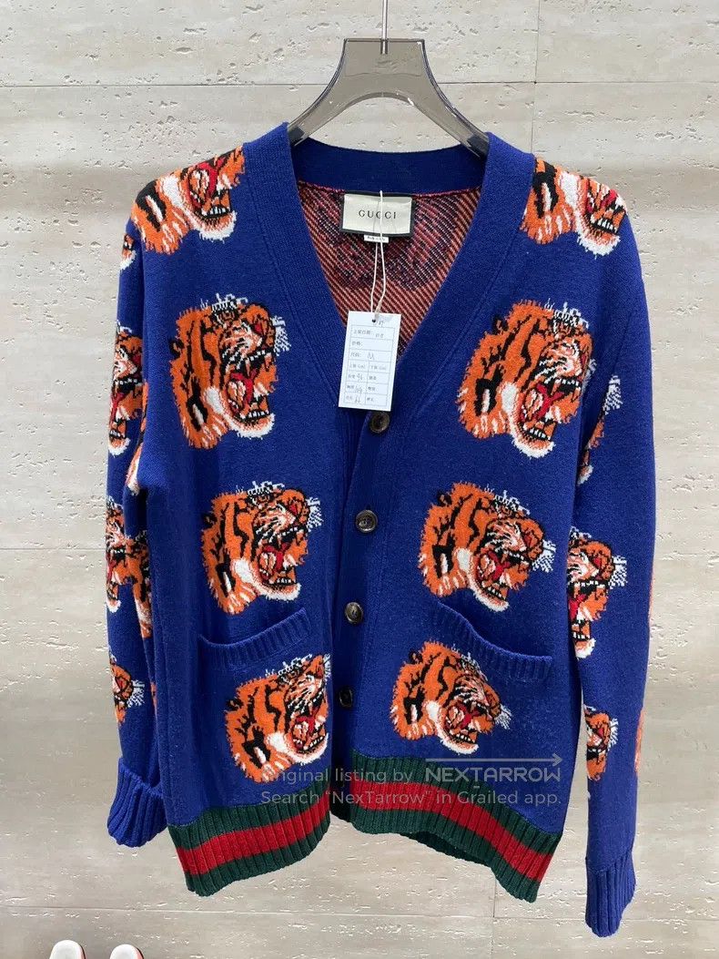 Gucci Gucci Tiger-headed woollen knitted cardigan coat Size US M / EU 48-50 / 2 - 1 Thumbnail