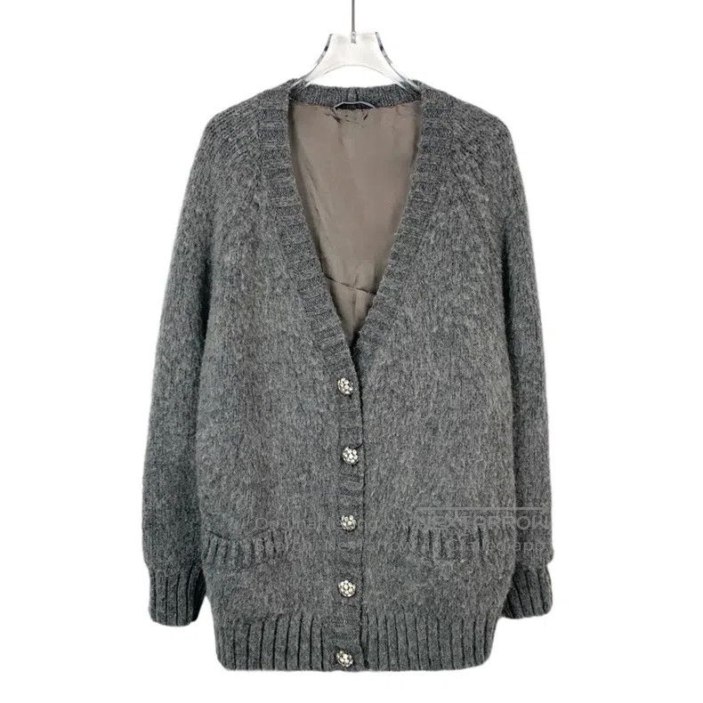 Prada Prada Grey diamond button knitted cardigan coat Size XS / US 0-2 / IT 36-38 - 1 Thumbnail