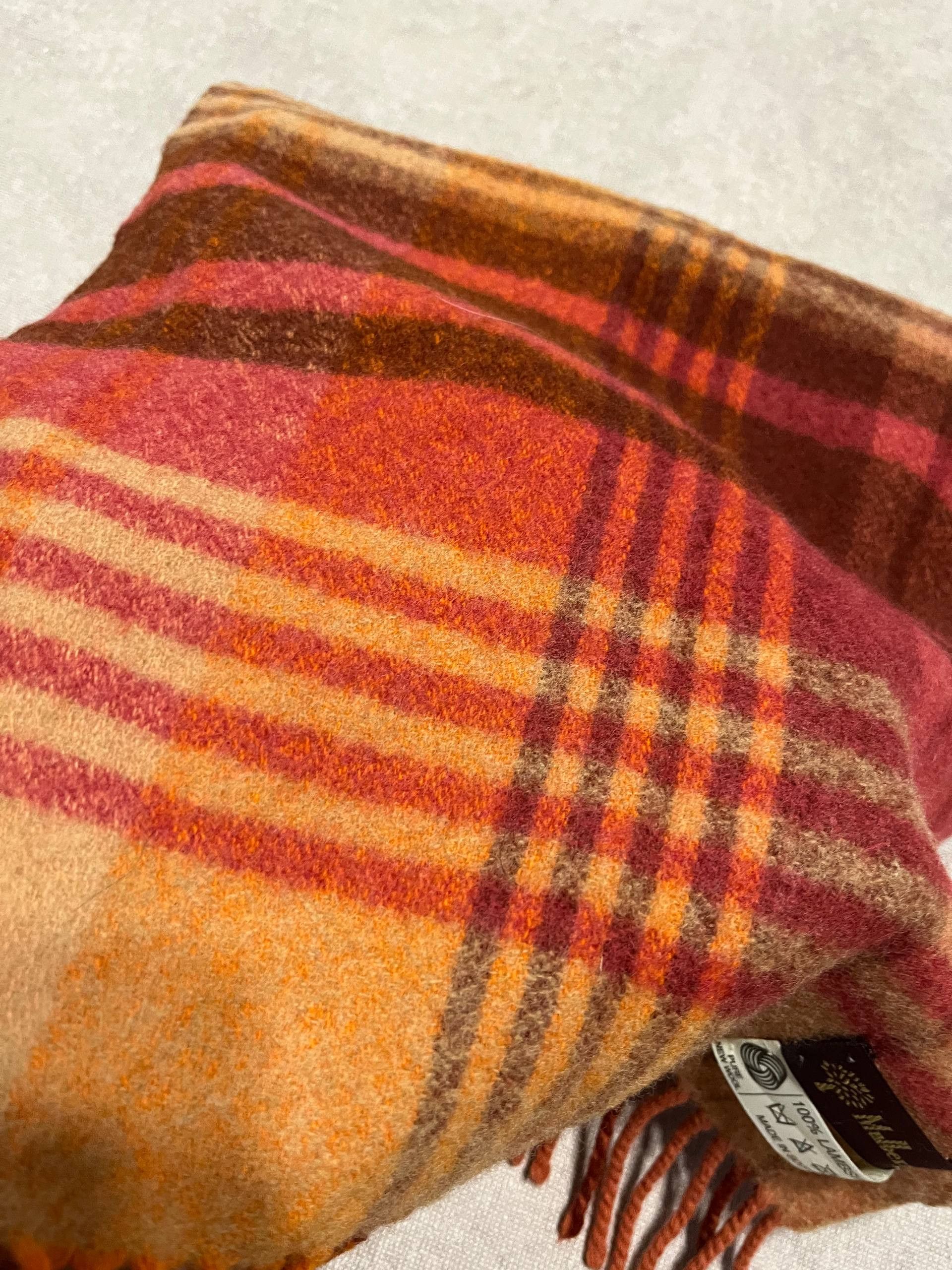 Mulberry Vintage Mulberry Orange Wool Scarf Check 164/32cm 64/12inch Size ONE SIZE - 3 Thumbnail