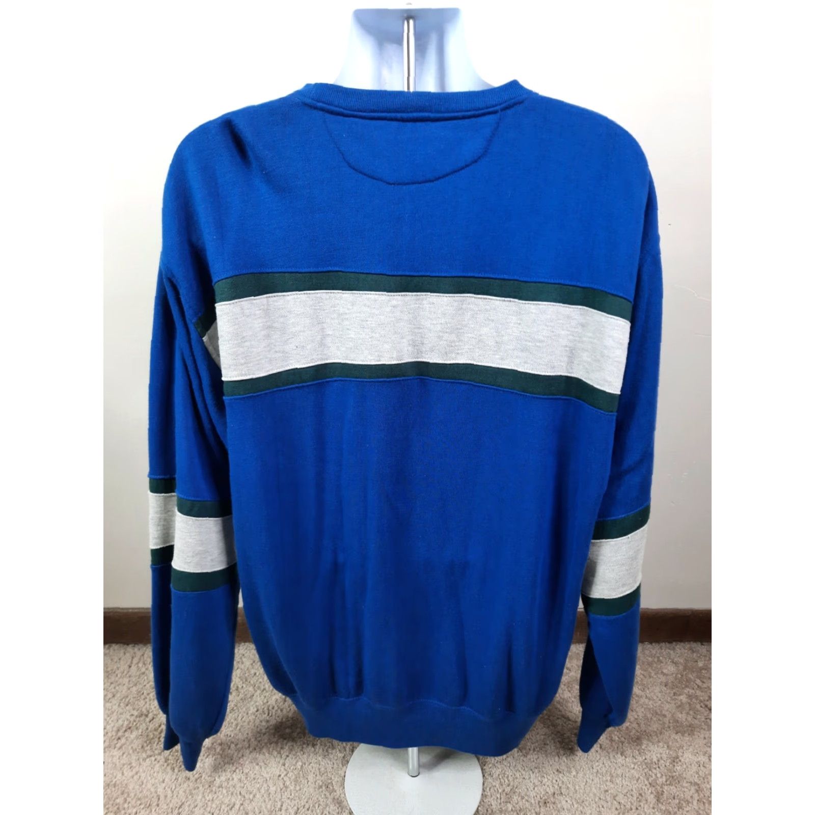 Vintage VINTAGE Sasson Striped Crewneck Pullover Sweatshirt Men XL Blue 80s 2XL Big & Tall Crew Neck Size US XL / EU 56 / 4 - 6 Thumbnail