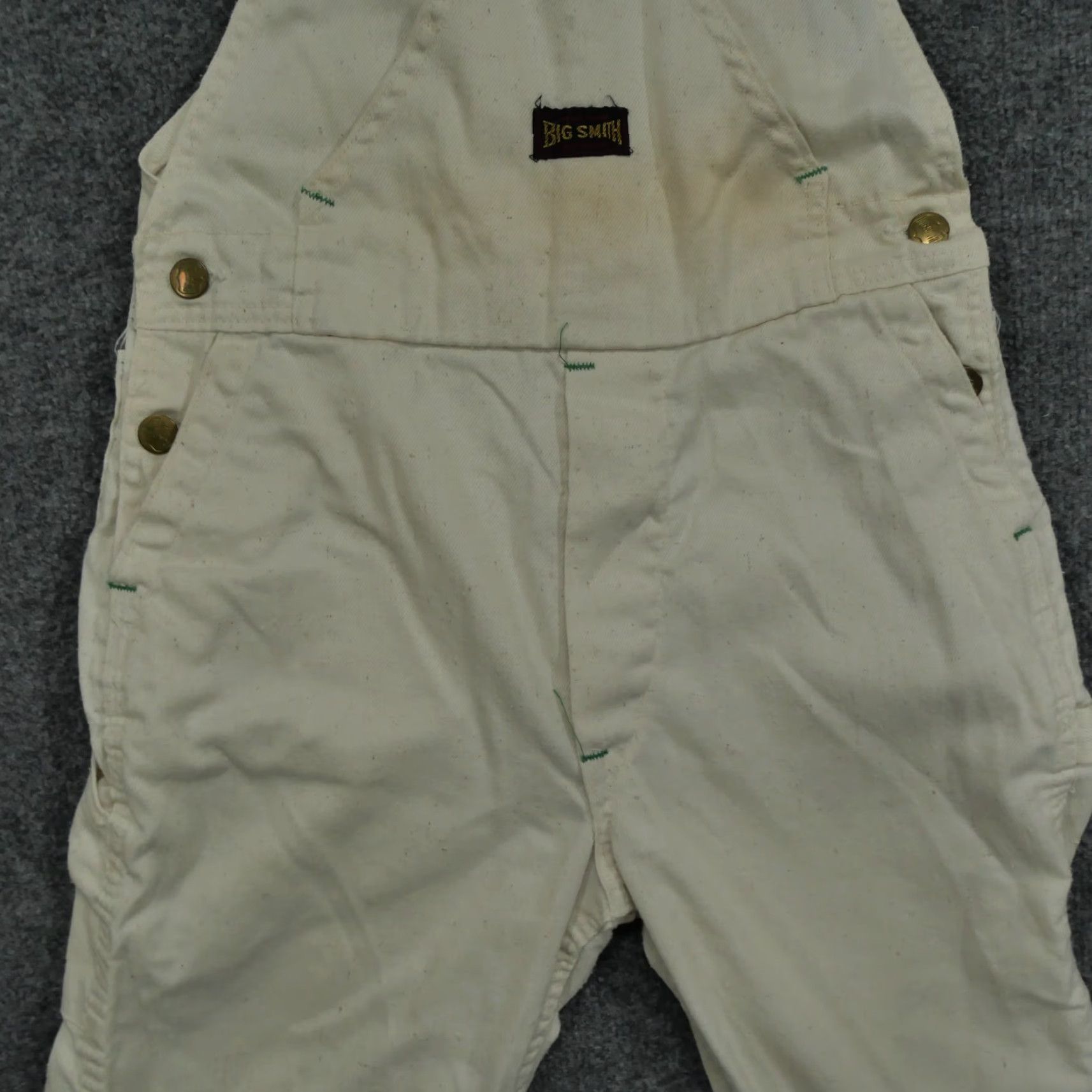 Vintage VINTAGE Big Smith Overalls Mens 27x26 White Cream Sanforized Workwear Adult 50s Size US 27 - 6 Thumbnail