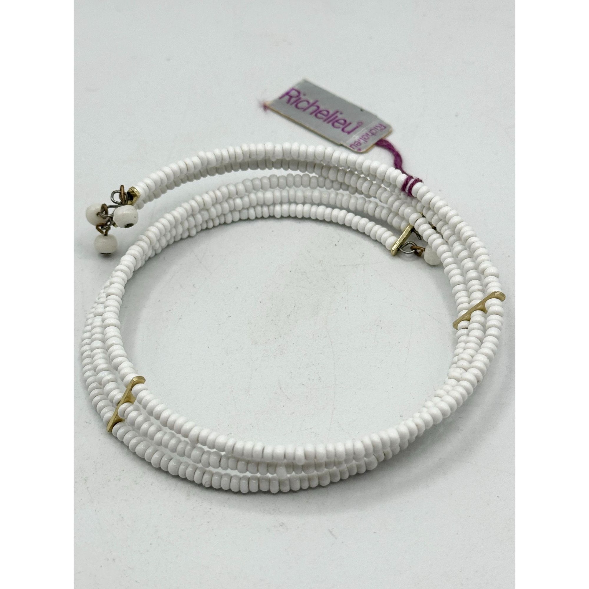 Vintage Richelieu White Milk Glass Beaded Choker Necklace