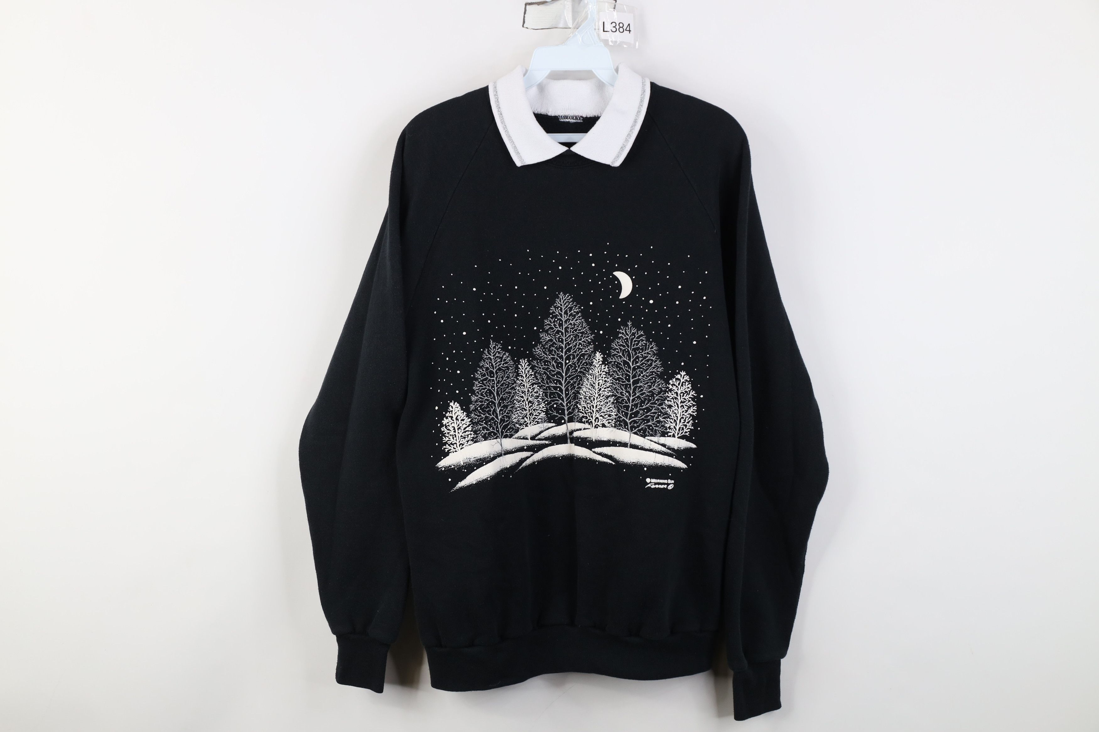 Vintage Vintage 90s Streetwear Puff Paint Collared Sweatshirt USA Size M / US 6-8 / IT 42-44 - 1 Thumbnail