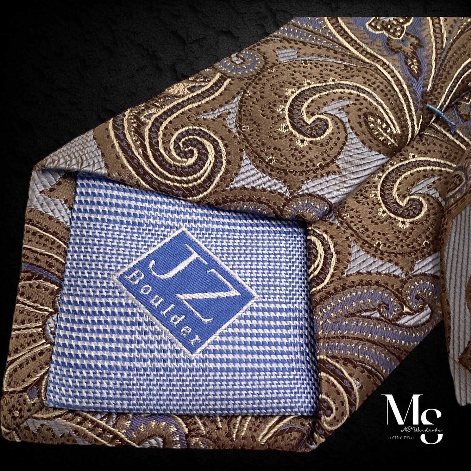 Other JZ RICHARDS XL Brown Paisley Silk Tie Hand Made In USA W: 3. Size ONE SIZE - 4 Thumbnail