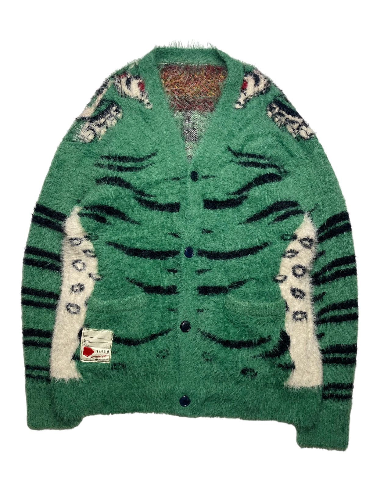 Japanese Brand Seveskig - Mohair Tiger Cardigan Sweater Size US L / EU 52-54 / 3 - 4 Thumbnail